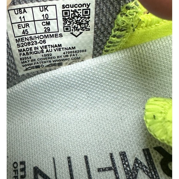 Saucony Kinvara 14 Shoes Mens 11 Neon Green Mesh Lightweight Running Sneakers - Picture 11 of 11